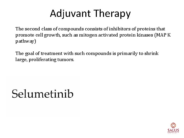 Adjuvant Therapy The second class of compounds consists of inhibitors of proteins that promote