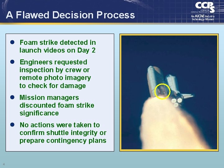 A Flawed Decision Process l Foam strike detected in launch videos on Day 2