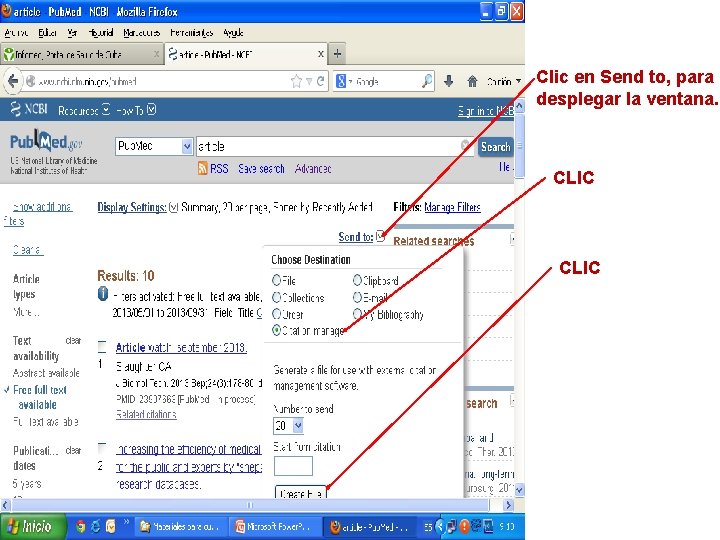 Clic en Send to, para desplegar la ventana. CLIC 