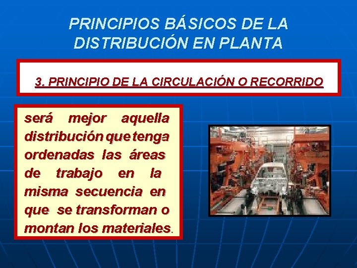 PRINCIPIOS BÁSICOS DE LA DISTRIBUCIÓN EN PLANTA 3. PRINCIPIO DE LA CIRCULACIÓN O RECORRIDO