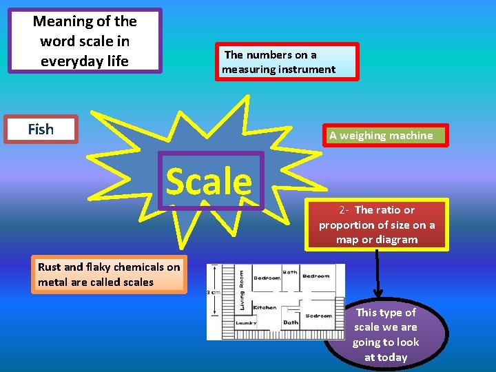 Meaning of the word scale in everyday life The numbers on a measuring instrument