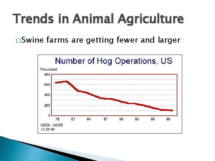 Trends in Animal Agriculture � Swine farms are getting fewer and larger 