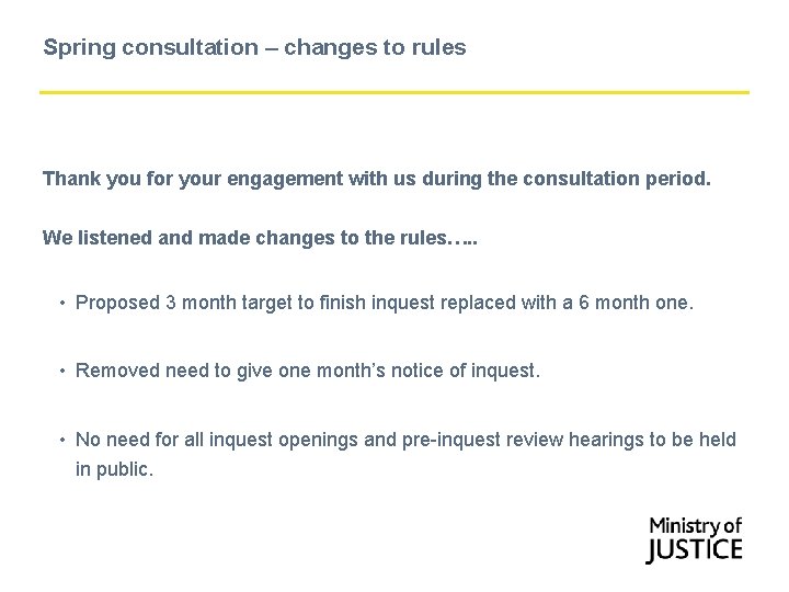Spring consultation – changes to rules Thank you for your engagement with us during