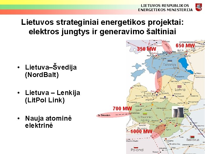 LIETUVOS RESPUBLIKOS ENERGETIKOS MINISTERIJA Lietuvos strateginiai energetikos projektai: elektros jungtys ir generavimo šaltiniai 350