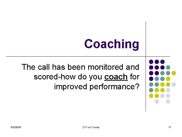 Coaching The call has been monitored and scored-how do you coach for improved performance?