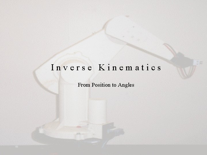 Inverse Kinematics From Position to Angles 