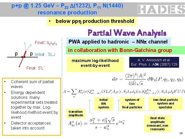 p+p @ 1. 25 Ge. V – P 33 (1232), P 11 N(1440) resonance