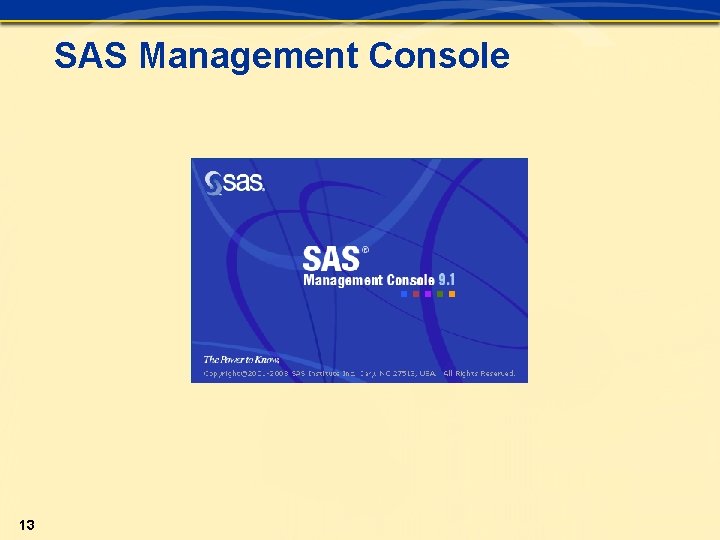 SAS Management Console 13 SAS Management Console 13