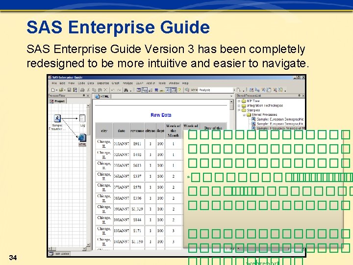 SAS Enterprise Guide Version 3 has been completely redesigned to be more intuitive and SAS Enterprise Guide Version 3 has been completely redesigned to be more intuitive and