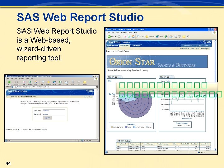SAS Web Report Studio is a Web-based, wizard-driven reporting tool. ��������������� www 44 SAS Web Report Studio is a Web-based, wizard-driven reporting tool. ��������������� www 44