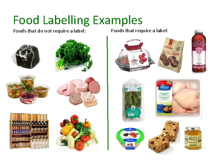 Food Labelling Examples Foods that do not require a label: Foods that require a