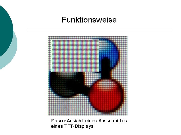  Funktionsweise Makro-Ansicht eines Ausschnittes eines TFT-Displays 