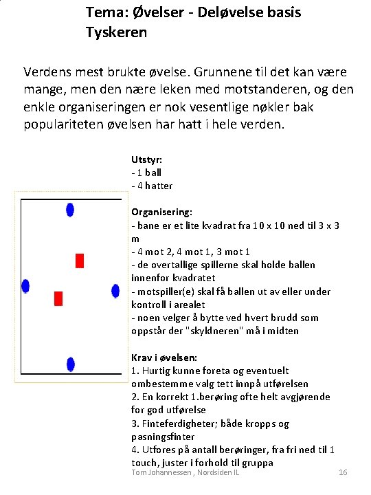 Tema: Øvelser - Deløvelse basis Tyskeren Verdens mest brukte øvelse. Grunnene til det kan