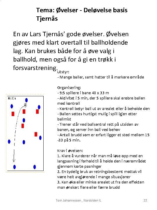 Tema: Øvelser - Deløvelse basis Tjernås En av Lars Tjernås' gode øvelser. Øvelsen gjøres