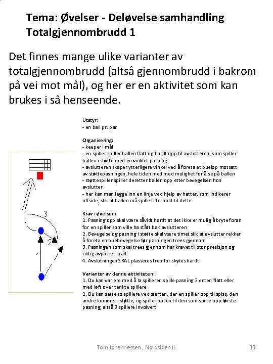Tema: Øvelser - Deløvelse samhandling Totalgjennombrudd 1 Det finnes mange ulike varianter av totalgjennombrudd