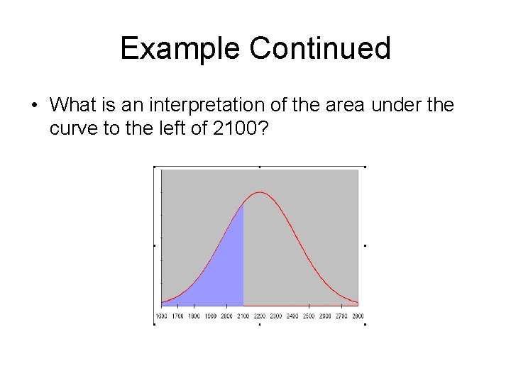Example Continued • What is an interpretation of the area under the curve to