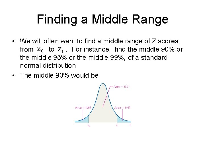 Finding a Middle Range • We will often want to find a middle range