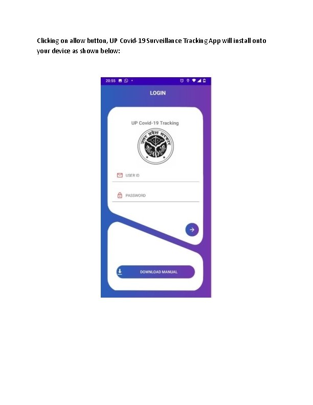 Clicking on allow button, UP Covid-19 Surveillance Tracking App will install onto your device