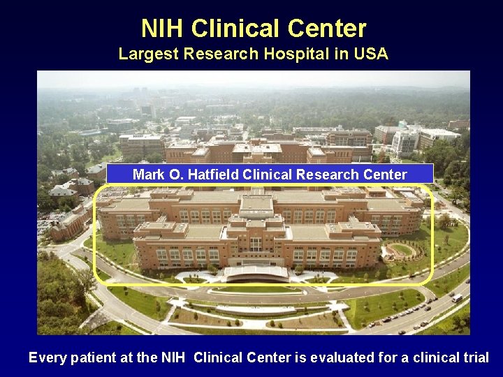 NIH Clinical Center Largest Research Hospital in USA Mark O. Hatfield Clinical Research Center