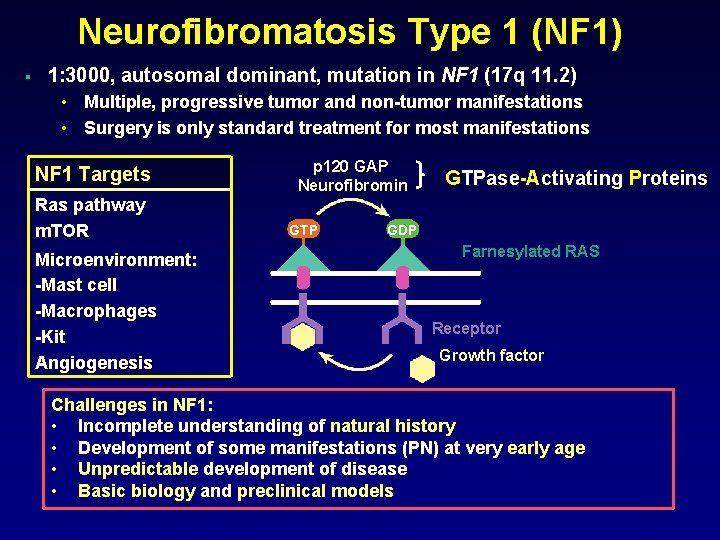 Neurofibromatosis Type 1 (NF 1) § 1: 3000, autosomal dominant, mutation in NF 1