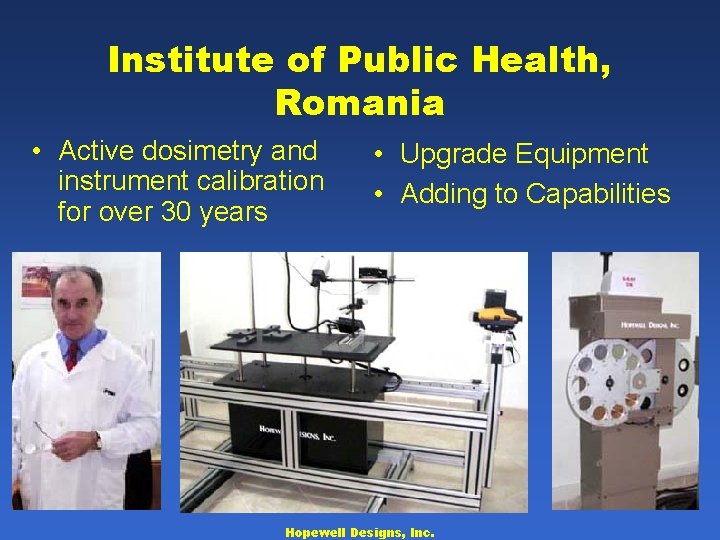 Institute of Public Health, Romania • Active dosimetry and instrument calibration for over 30