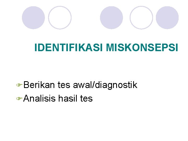 IDENTIFIKASI MISKONSEPSI FBerikan tes awal/diagnostik FAnalisis hasil tes 