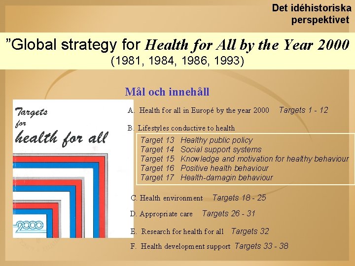 Det idéhistoriska perspektivet ”Global strategy for Health for All by the Year 2000 (1981,