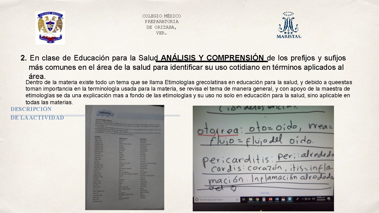 COLEGIO MÉXICO PREPARATORIA DE ORIZABA, VER. 2. En clase de Educación para la Salud
