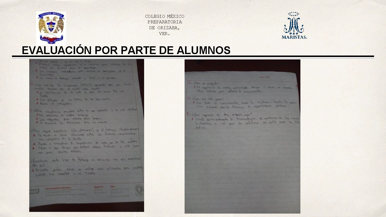 COLEGIO MÉXICO PREPARATORIA DE ORIZABA, VER. EVALUACIÓN POR PARTE DE ALUMNOS 