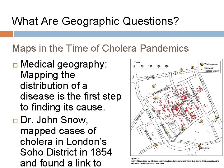 What Are Geographic Questions? Maps in the Time of Cholera Pandemics Medical geography: Mapping