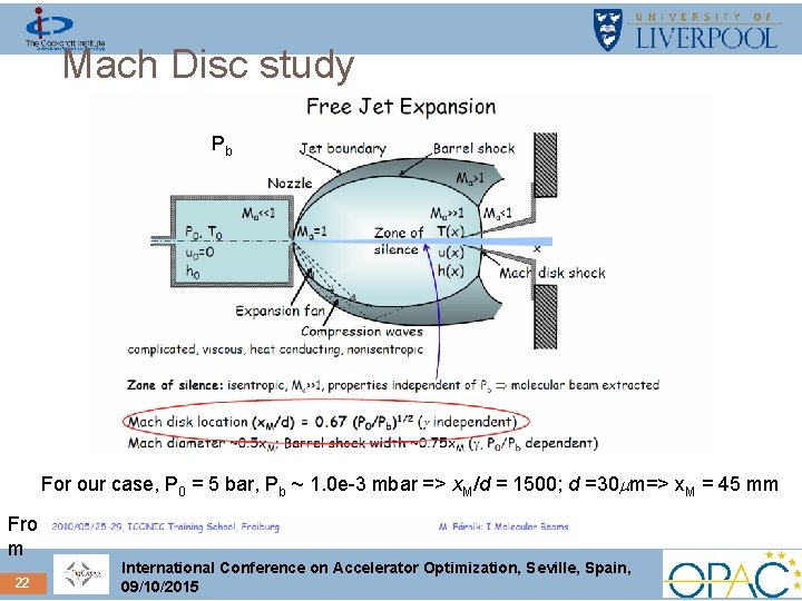 Mach Disc study Pb For our case, P 0 = 5 bar, Pb ~