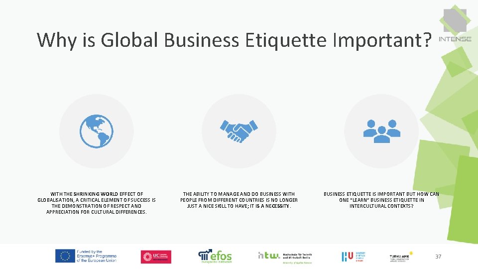Why is Global Business Etiquette Important? WITH THE SHRINKING WORLD EFFECT OF GLOBALISATION, A