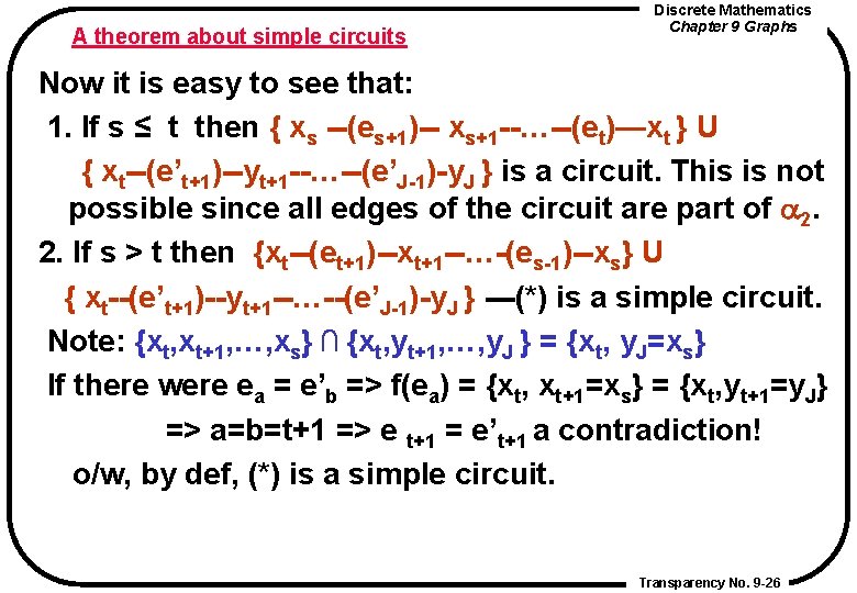 A theorem about simple circuits Discrete Mathematics Chapter 9 Graphs Now it is easy