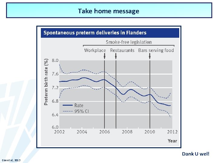 Take home message Cox et al, 2013 