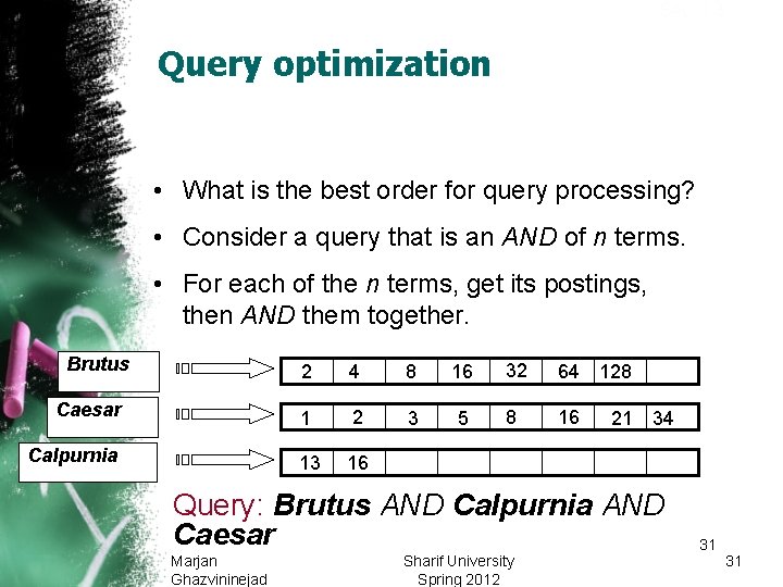 Sec. 1. 3 Query optimization • What is the best order for query processing? Sec. 1. 3 Query optimization • What is the best order for query processing?