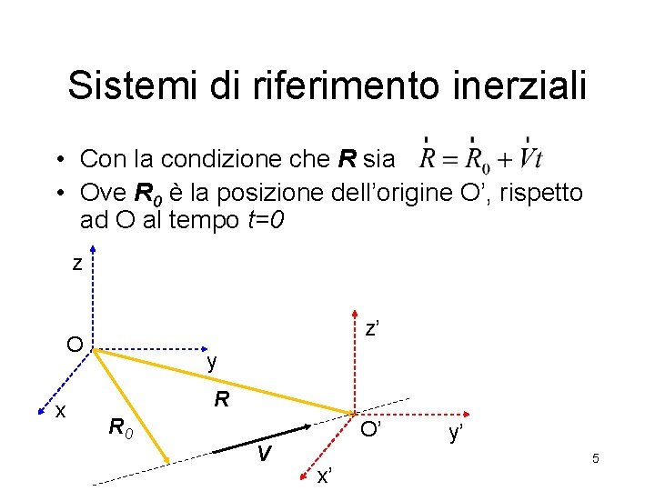 Sistemi di riferimento inerziali • Con la condizione che R sia • Ove R