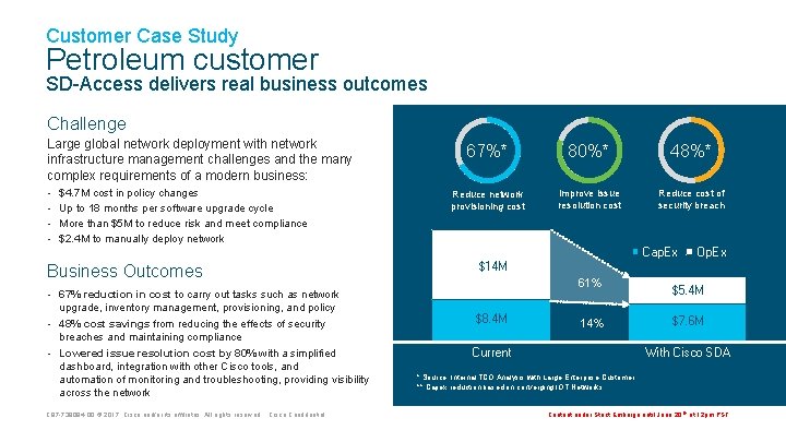 Customer Case Study Petroleum customer SD-Access delivers real business outcomes Challenge Large global network