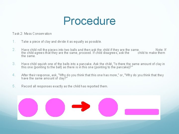 Procedure Task 2: Mass Conservation 1. Take a piece of clay and divide it