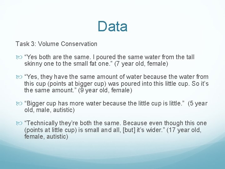 Data Task 3: Volume Conservation “Yes both are the same. I poured the same