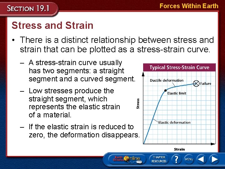 Forces Within Earth Stress and Strain • There is a distinct relationship between stress