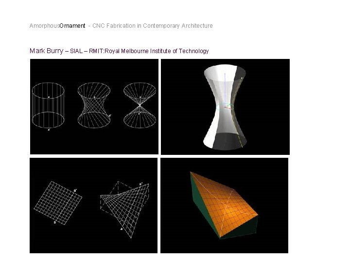 Amorphous. Ornament - CNC Fabrication in Contemporary Architecture Mark Burry – SIAL – RMIT: