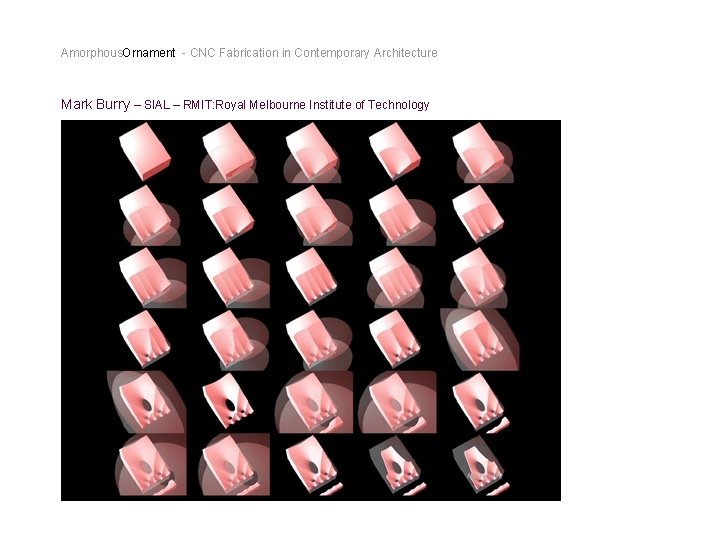 Amorphous. Ornament - CNC Fabrication in Contemporary Architecture Mark Burry – SIAL – RMIT: