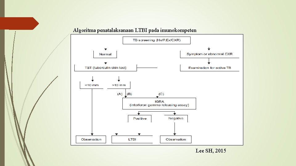 Algoritma penatalaksanaan LTBI pada imunokompeten Lee SH, 2015 