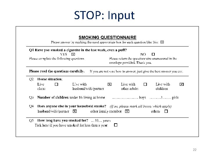 STOP: Input 22 