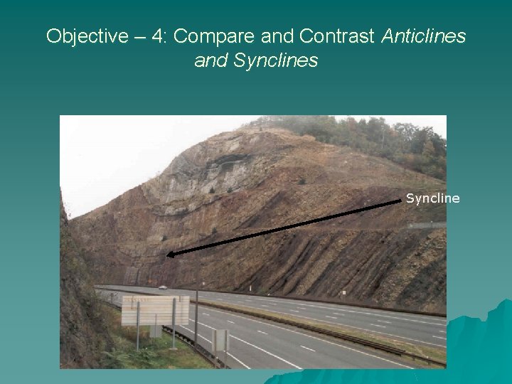 Objective – 4: Compare and Contrast Anticlines and Synclines Syncline 