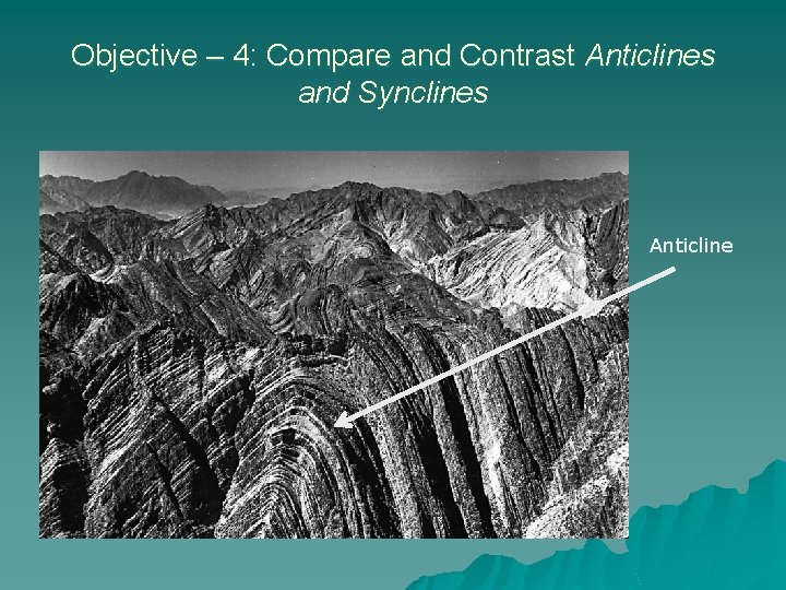 Objective – 4: Compare and Contrast Anticlines and Synclines Anticline 