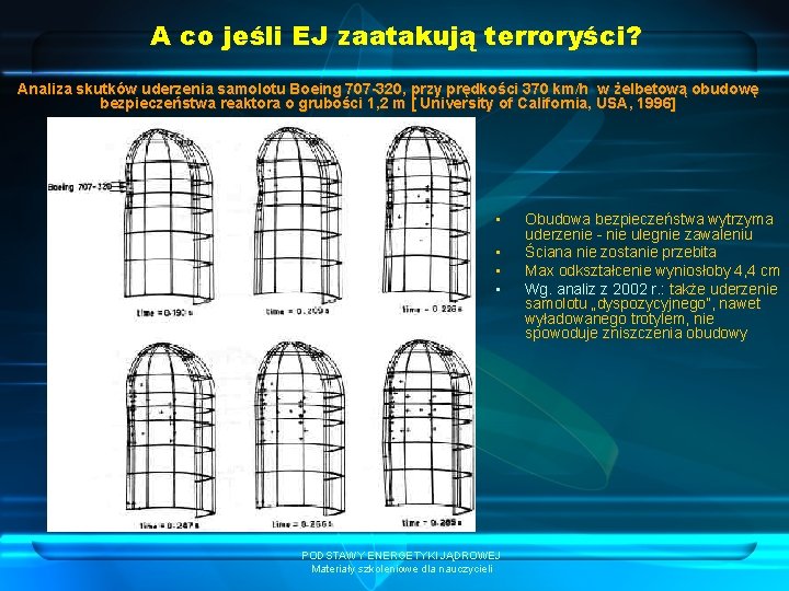 A co jeśli EJ zaatakują terroryści? Analiza skutków uderzenia samolotu Boeing 707 -320, przy