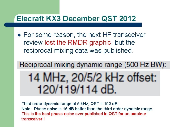 Elecraft KX 3 December QST 2012 l For some reason, the next HF transceiver