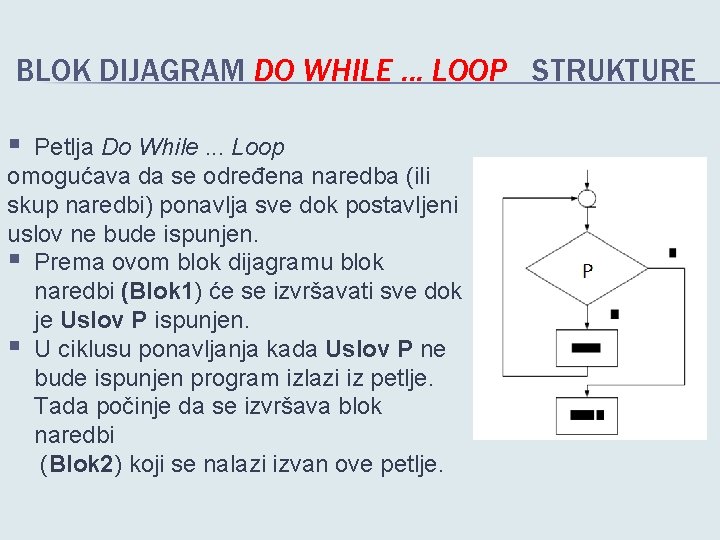 BLOK DIJAGRAM DO WHILE. . . LOOP STRUKTURE § Petlja Do While. . .