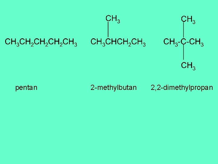 pentan 2 -methylbutan 2, 2 -dimethylpropan 
